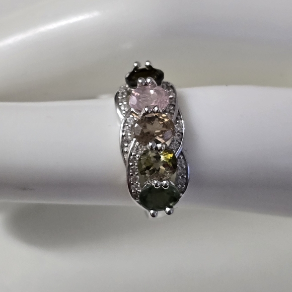 Sterling Silver 925 Elegant Multi-Color Tourmaline Silver Ring - Picture 8 of 9